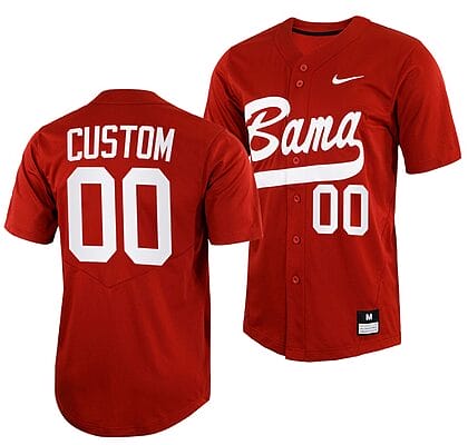 Custom Alabama Jersey Crimson Tide Baseball Name and Number NCAA College Full Button Red