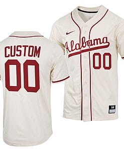 Custom Alabama Jersey Baseball Crimson Tide Name and Number NCAA College Natural
