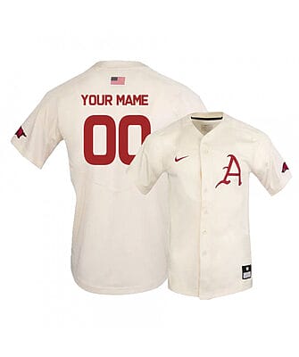 Custom Arkansas Razorbacks Jersey Baseball Name and Number College White Elite