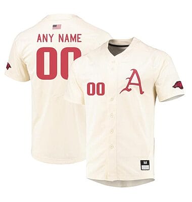 Custom Arkansas Razorbacks Jersey Baseball Name and Number College Cream