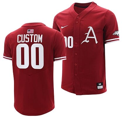 Custom Arkansas Razorbacks Jersey Baseball Name and Number NCAA College Cardinal