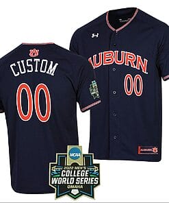 Custom Auburn Tigers Jersey Baseball Name and Number NCAA 2022 College World Series Navy