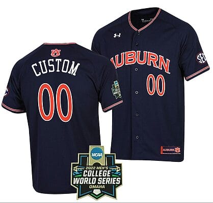 Custom Auburn Tigers Jersey Baseball Name and Number NCAA 2022 College World Series Navy
