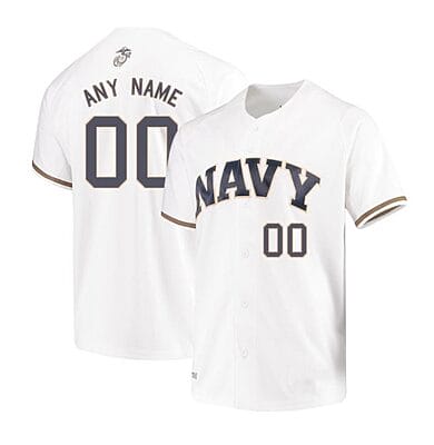 Custom Navy Midshipmen Baseball Jersey Under Armour Name And Number College White