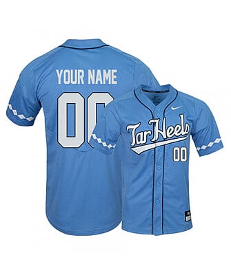 Custom North Carolina Baseball Jersey Name And Number Tar Heels College Blue Elite