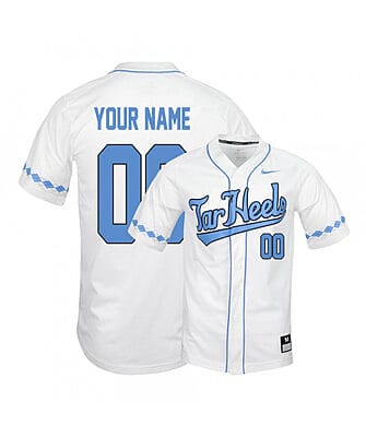 Custom North Carolina Baseball Jersey Name And Number Tar Heels College White Elite
