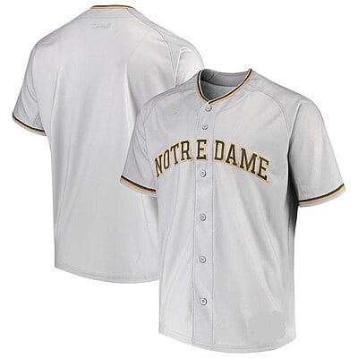 Custom Notre Dame Baseball Jersey Name And Number Fighting Irish College Gray