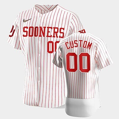 Custom Oklahoma Sooners Baseball Jersey Name And Number College White Vapor Prime