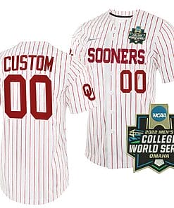 Custom Oklahoma Sooners Baseball Jersey Name and Number NCAA White 2022 College World Series