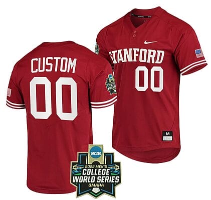 Custom Stanford Cardinal Baseball Jersey Name and Number NCAA 2022 College World Series Red