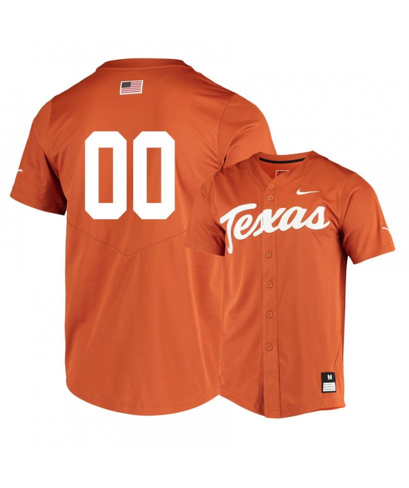 Custom Texas Longhorns Baseball Jersey Name And Number College Orange Elite