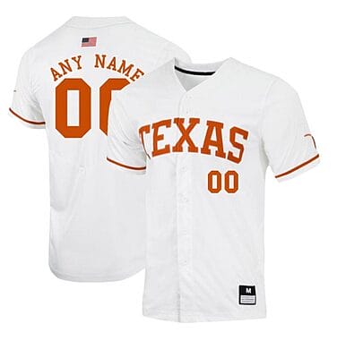 Custom Texas Longhorns Baseball Jersey Name and Number NCAA College White
