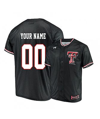 Custom Texas Tech Baseball Jersey Name And Number Under Armour Red Raiders College Black
