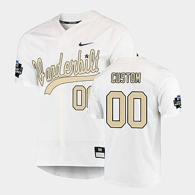 Custom Vanderbilt Commodores Baseball Jersey Name And Number College White World Series