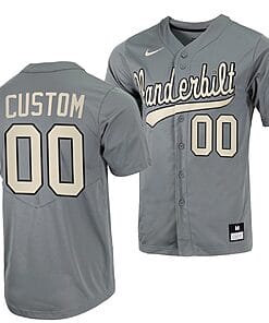 Custom Vanderbilt Commodores Baseball Jersey Name and Number NCAA College Grey