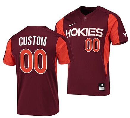 Custom Virginia Tech Hokies Baseball Jersey Name and Number NCAA College Maroon