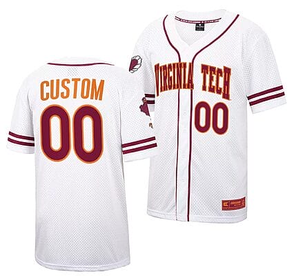 Custom Virginia Tech Hokies Baseball Jersey Name and Number NCAA College White