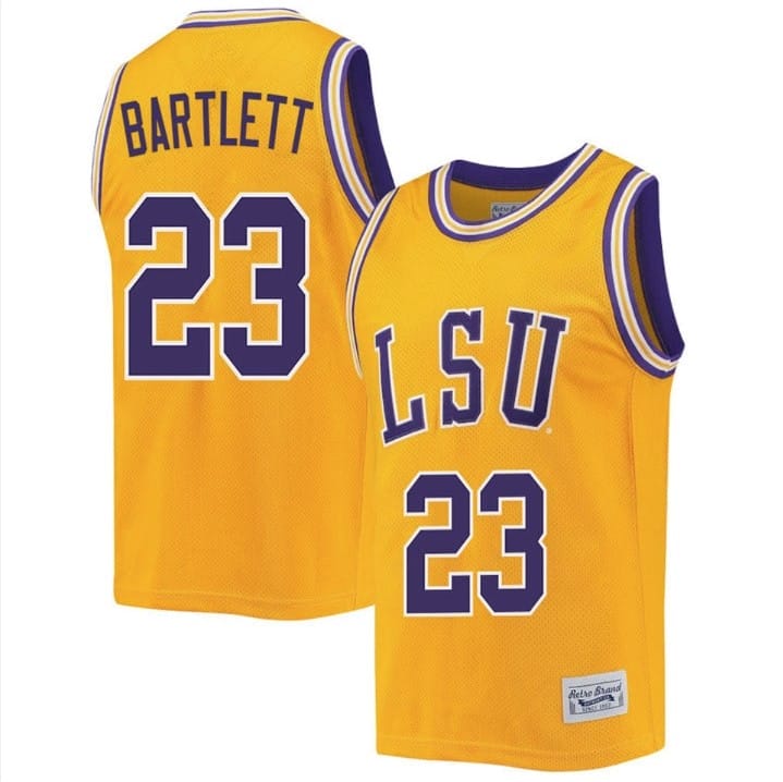 Amani Bartlett Jersey #23 LSU Tigers Basketball 2023 NCAA College Retro Gold