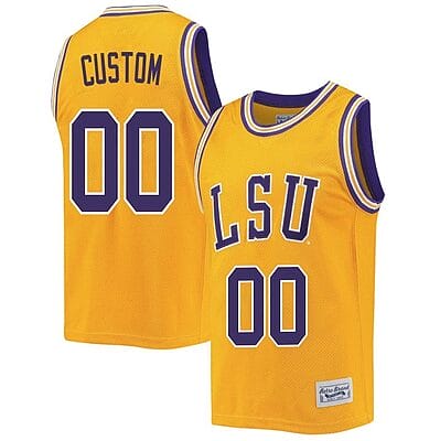 Custom LSU Tigers Basketball Jersey Name and Number 2023 NCAA College Retro Gold1