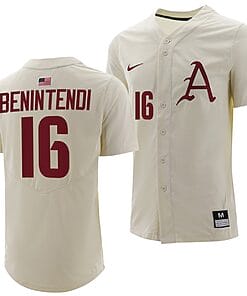Andrew Benintendi Jersey #16 Arkansas Razorbacks College Baseball Full-Button Natural