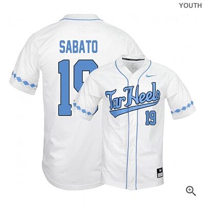 Aaron Sabato Jersey #19 North Carolina Tar Heels Baseball NCAA College White Elite Alumni