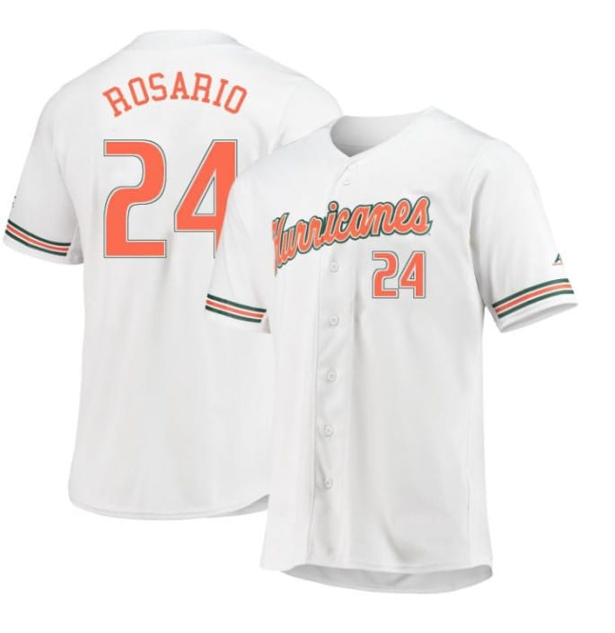 Alejandro Rosario Jersey #24 Miami Hurricanes Baseball NCAA College White Alumni