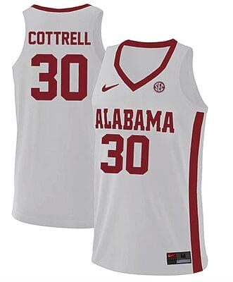 Adam Cottrell Jersey Alabama Crimson Tide College Basketball Replica White #30