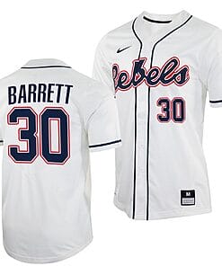Aaron Barrett Jersey #30 Ole Miss Rebels College Baseball White