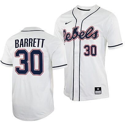 Aaron Barrett Jersey #30 Ole Miss Rebels College Baseball White