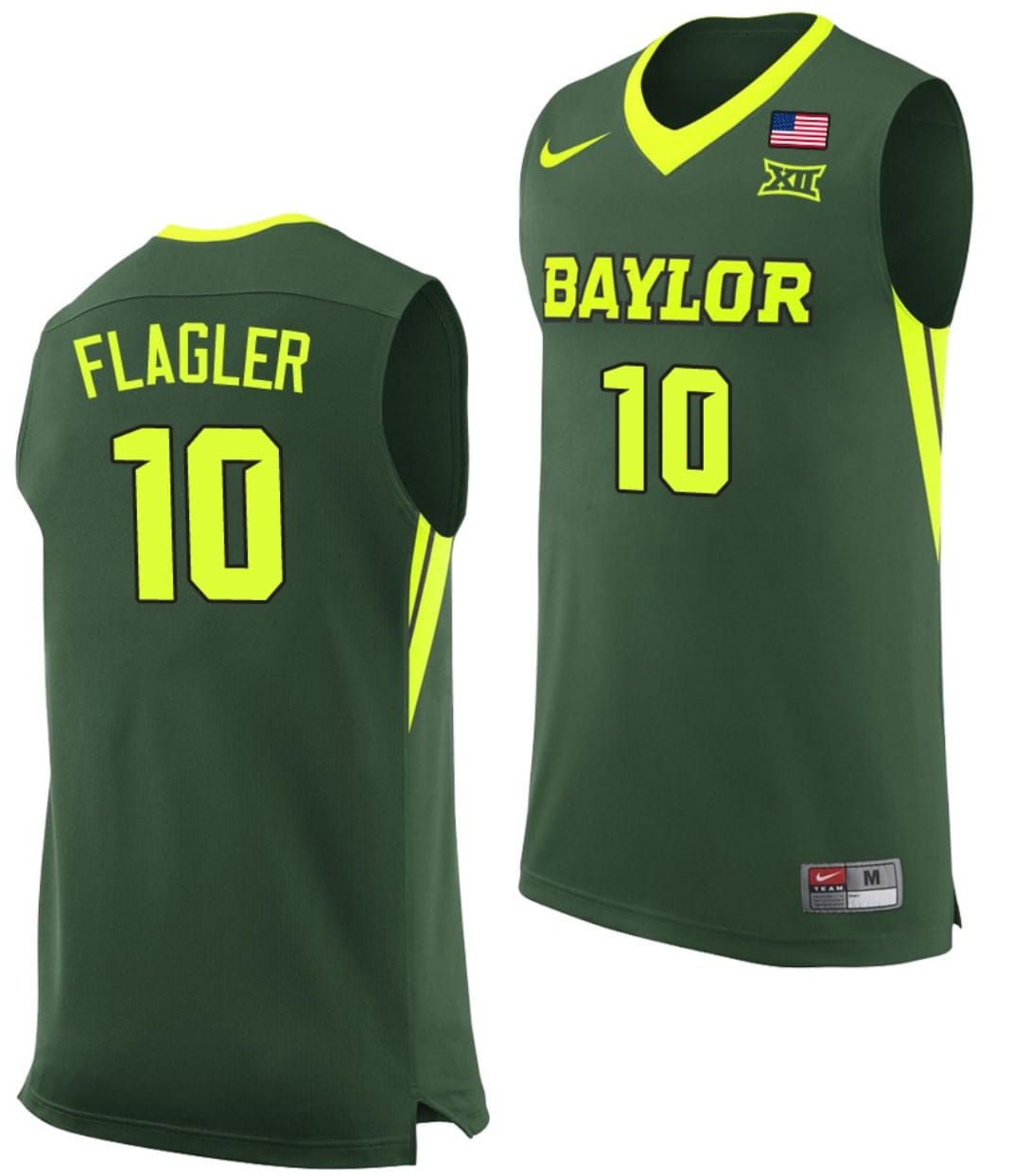 Adam Flagler Jersey #10 Baylor Bears College Basketball Green Replica