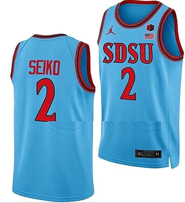 Adam Seiko Jersey San Diego State Aztecs College Basketball Blue Alternate #2