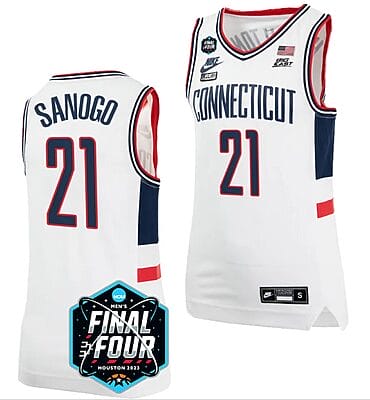 Adama Sanogo Jersey UConn Huskies 2023 NCAA National Championship March Madness White #21