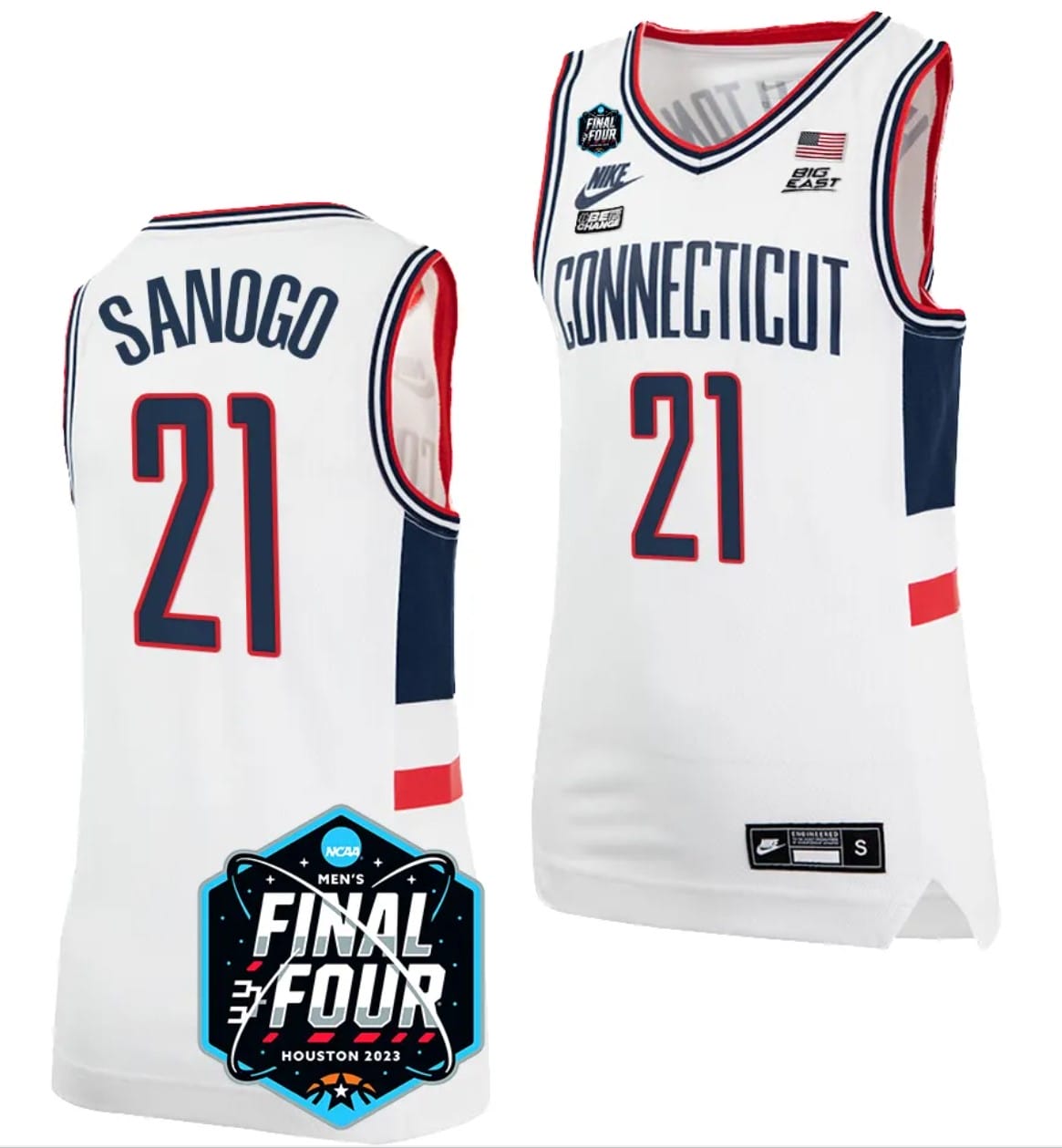 Adama Sanogo Jersey UConn Huskies 2023 NCAA National Championship March Madness White #21