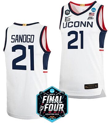 Adama Sanogo Jersey #21 UConn Huskies College Basketball 2023 NCAA Final Four White