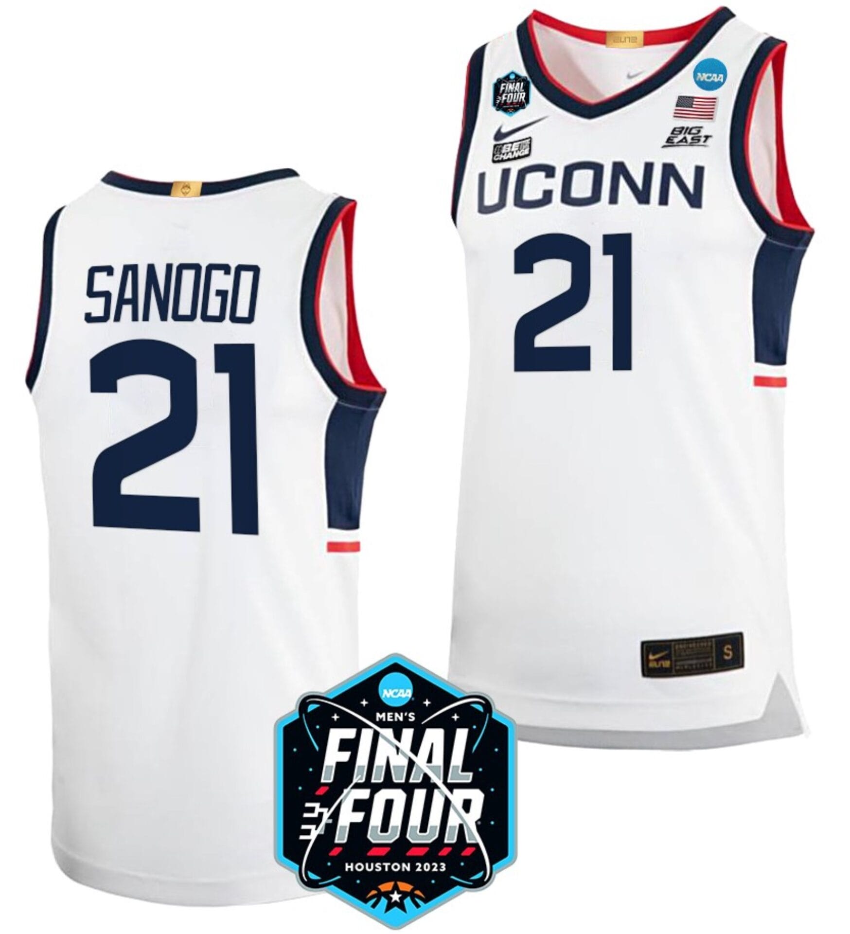 Adama Sanogo Jersey #21 UConn Huskies College Basketball 2023 NCAA Final Four White