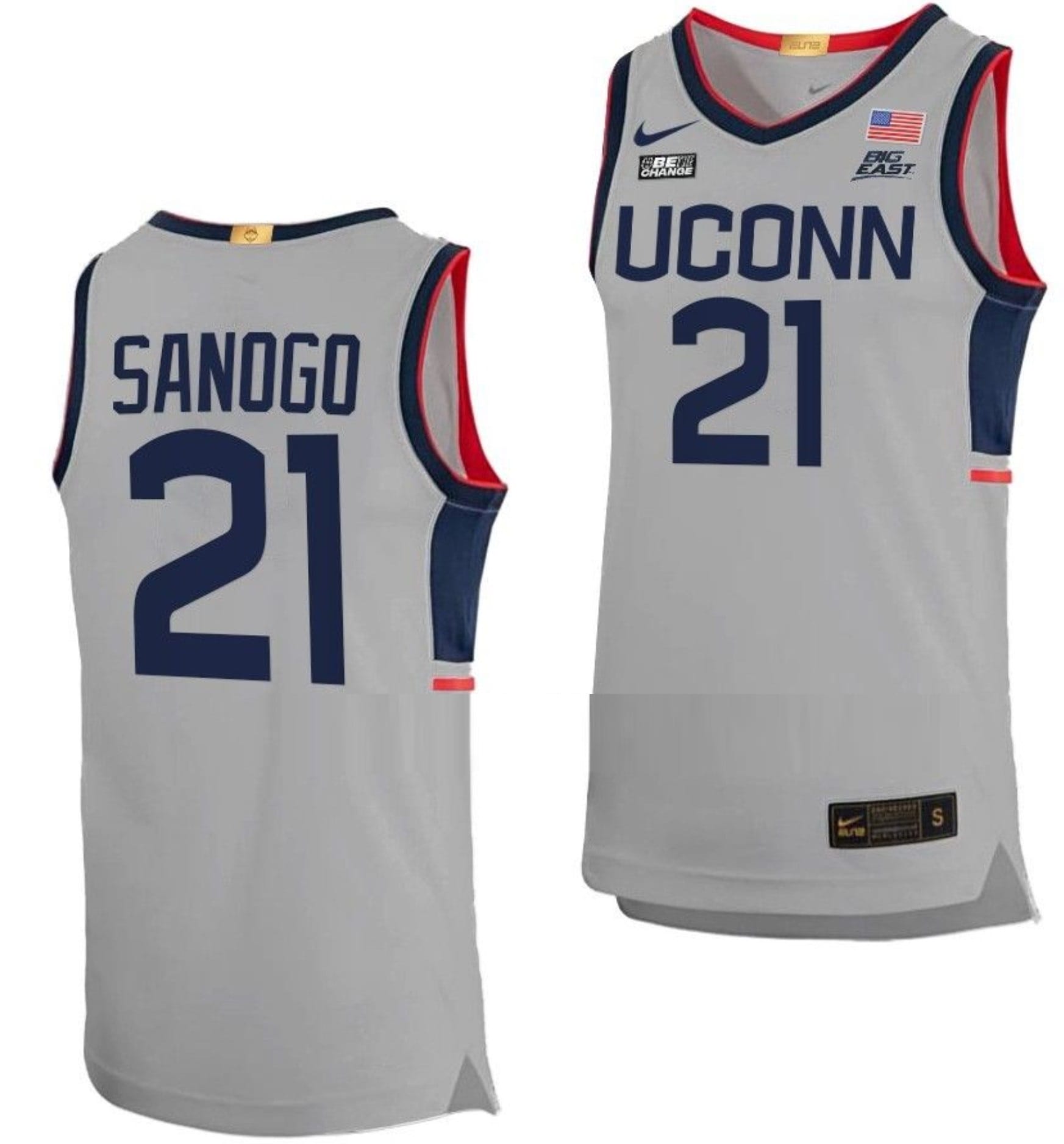 Adama Sanogo Jersey #21 UConn Huskies College Basketball Limited Gray