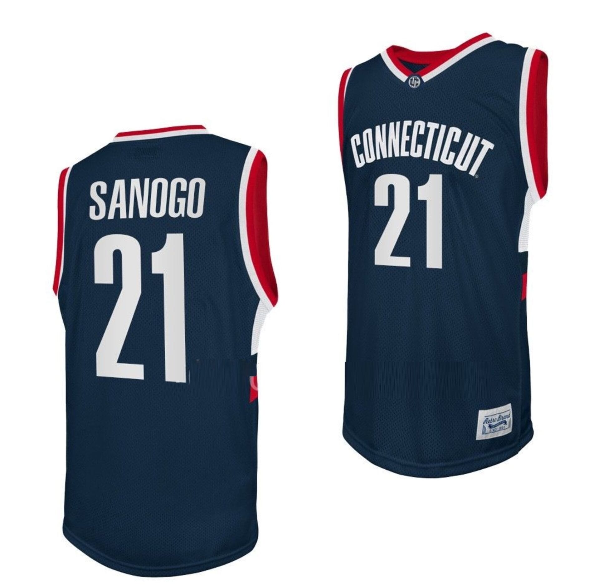 Adama Sanogo Jersey #21 UConn Huskies College Basketball Navy Retro