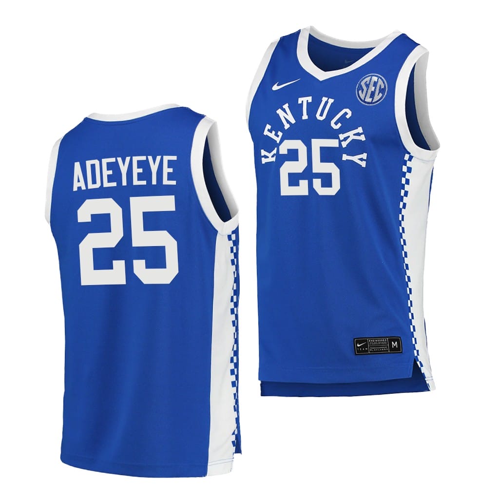 Adebola Adeyeye Jersey #25 Kentucky Wildcats College Basketball NCAA eligibility Jersey 2023 WNBA Draft Blue
