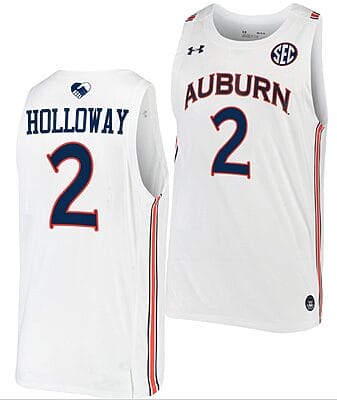 Aden Holloway Jersey #2 Auburn Tigers College Basketball White