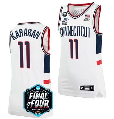 Alex Karaban Jersey UConn Huskies 2023 NCAA National Championship March Madness White #11