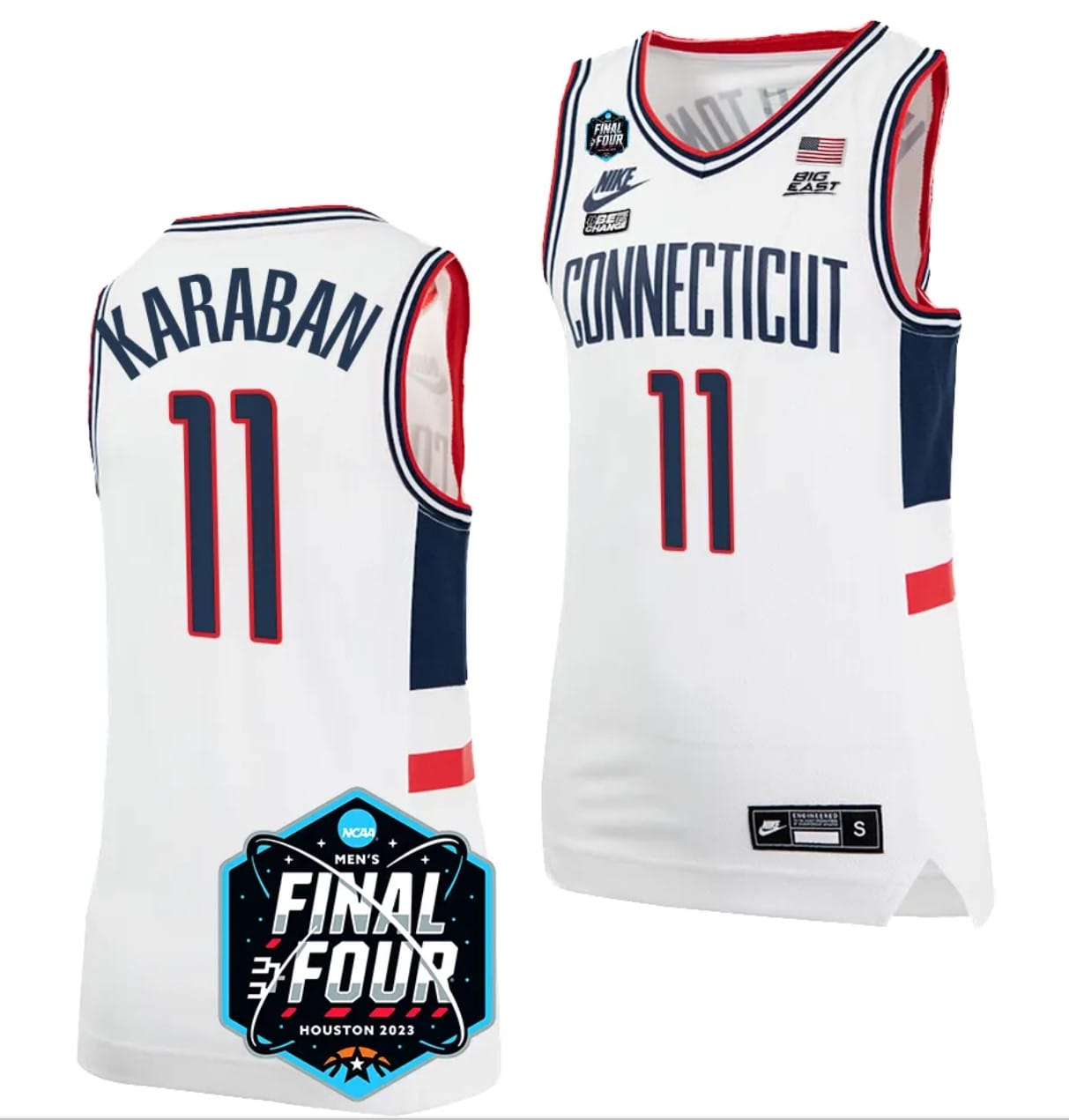Alex Karaban Jersey UConn Huskies 2023 NCAA National Championship March Madness White #11