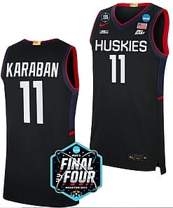 Alex Karaban Jersey #11 UConn Huskies College Basketball 2023 NCAA Final Four Black