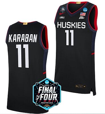 Alex Karaban Jersey #11 UConn Huskies College Basketball 2023 NCAA Final Four Black