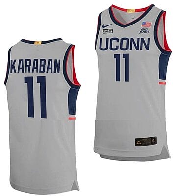 Alex Karaban Jersey #11 UConn Huskies College Basketball Limited Gray