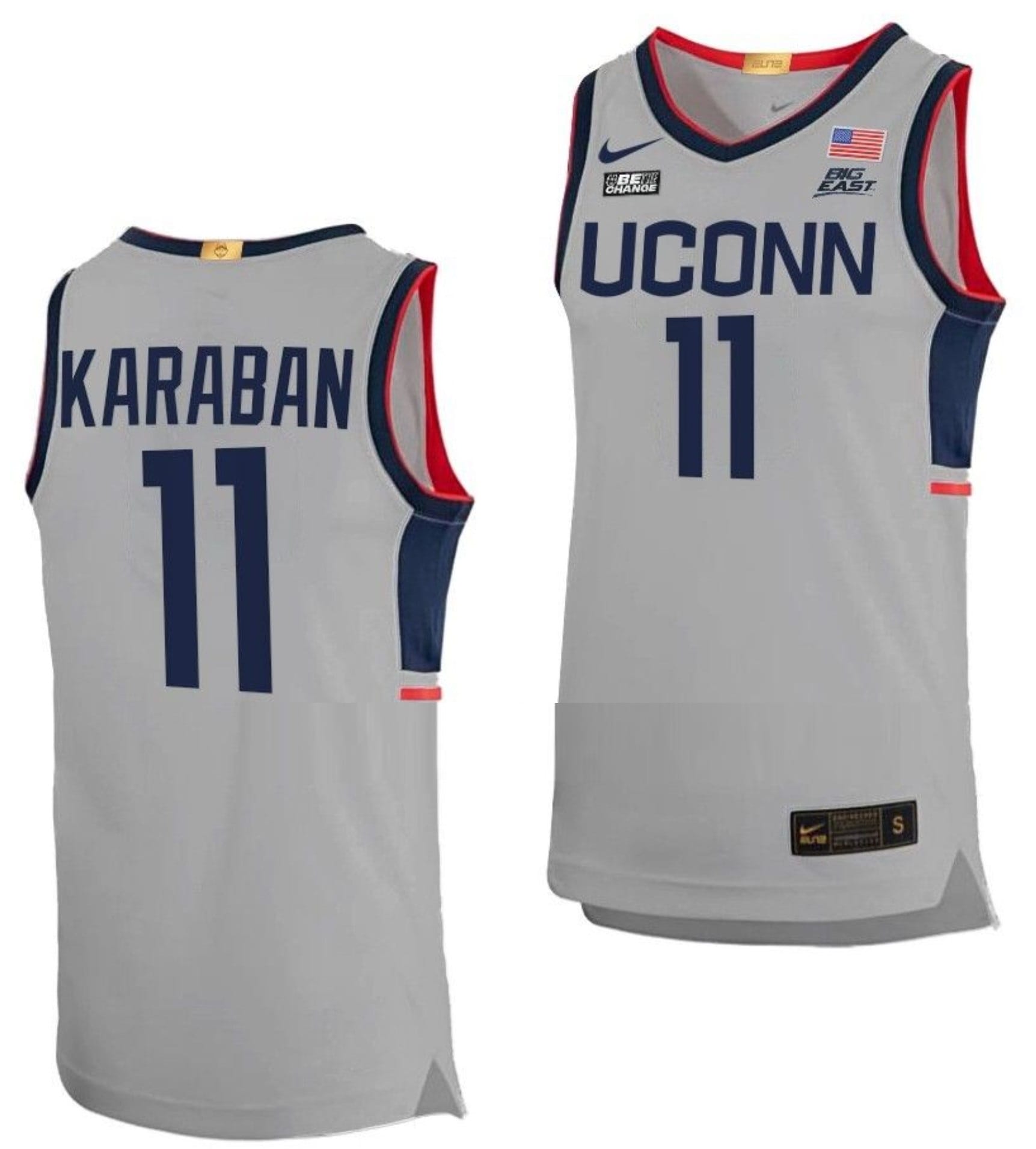Alex Karaban Jersey #11 UConn Huskies College Basketball Limited Gray