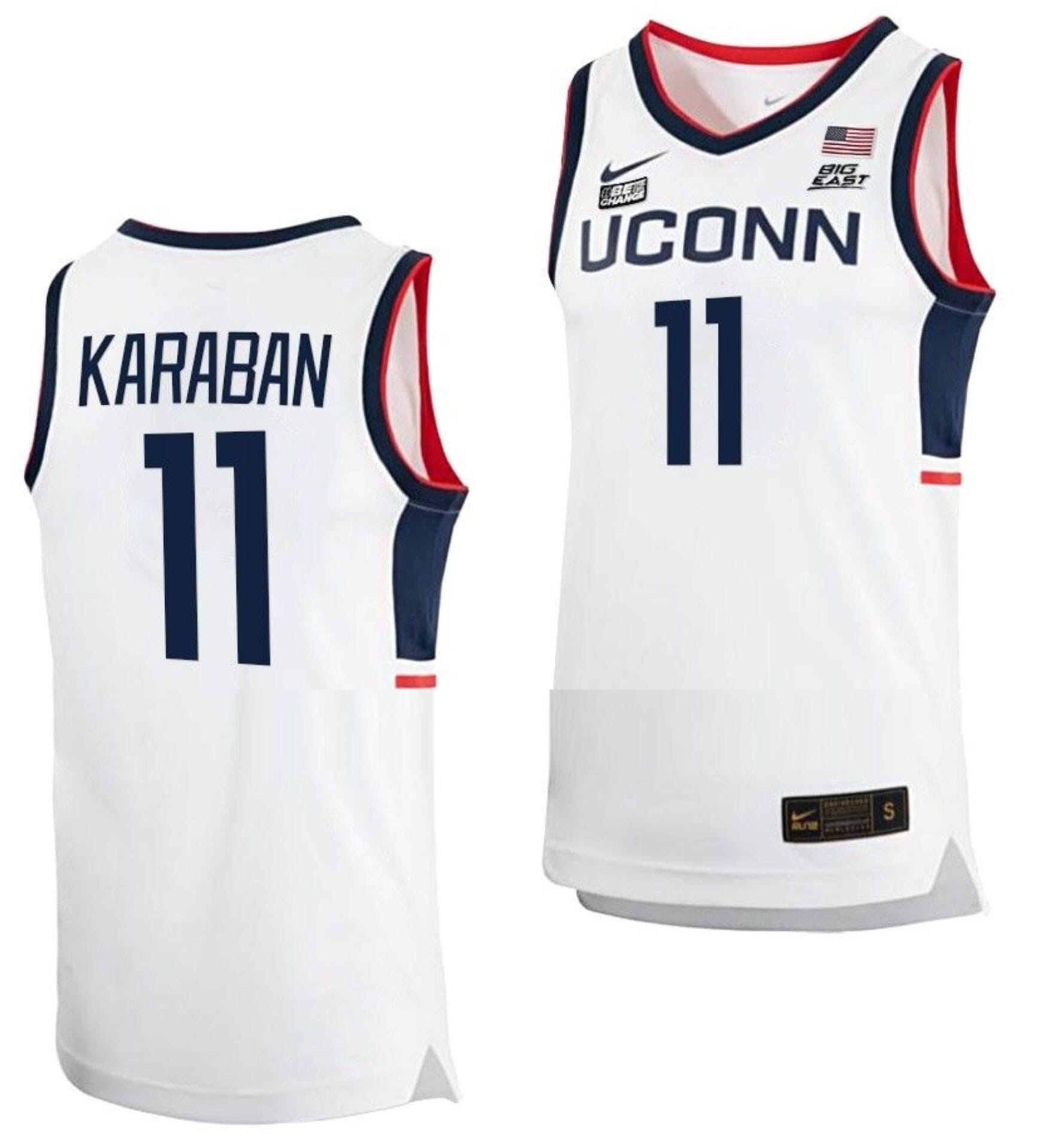 Alex Karaban Jersey #11 UConn Huskies College Basketball White Replica