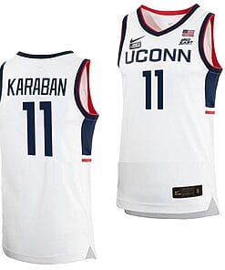 Alex Karaban Jersey #11 UConn Huskies College Basketball White Replica