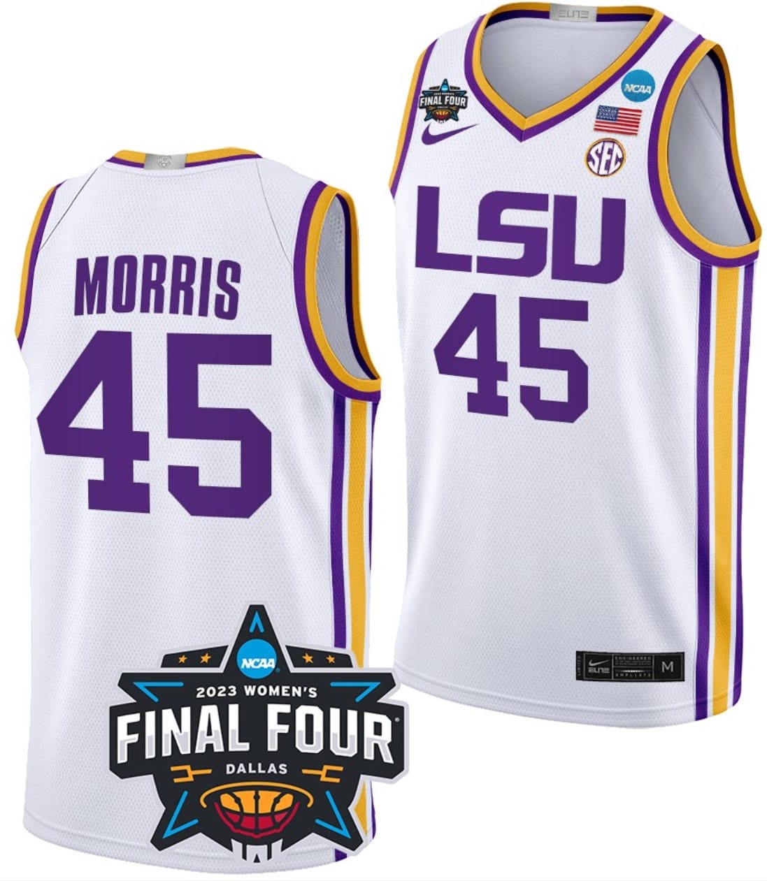 Alexis Morris Jersey #45 LSU Tigers College Basketball 2023 NCAA Final Four Garnet White