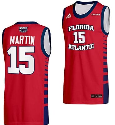 Alijah Martin Jersey #15 FAU Owls College Basketball Replica Red