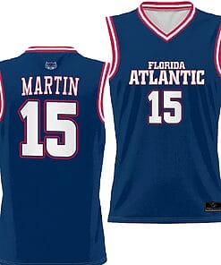 Alijah Martin Jersey #15 FAU Owls Full Sublimated Alternate Basketball Navy